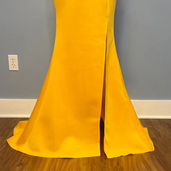 Vibrant Yellow One Shoulder Ruffle Dress Size Large - Picture 4 of 16